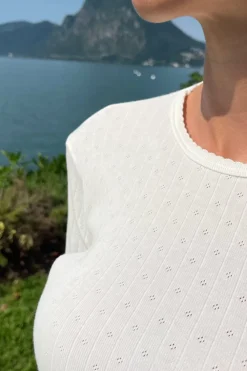 Discount Leah Eyelet Top Long Sleeves