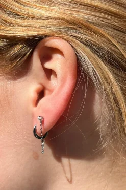 Clearance Faux Pearl Stud Chainlink Hoop Earrings Jewelry