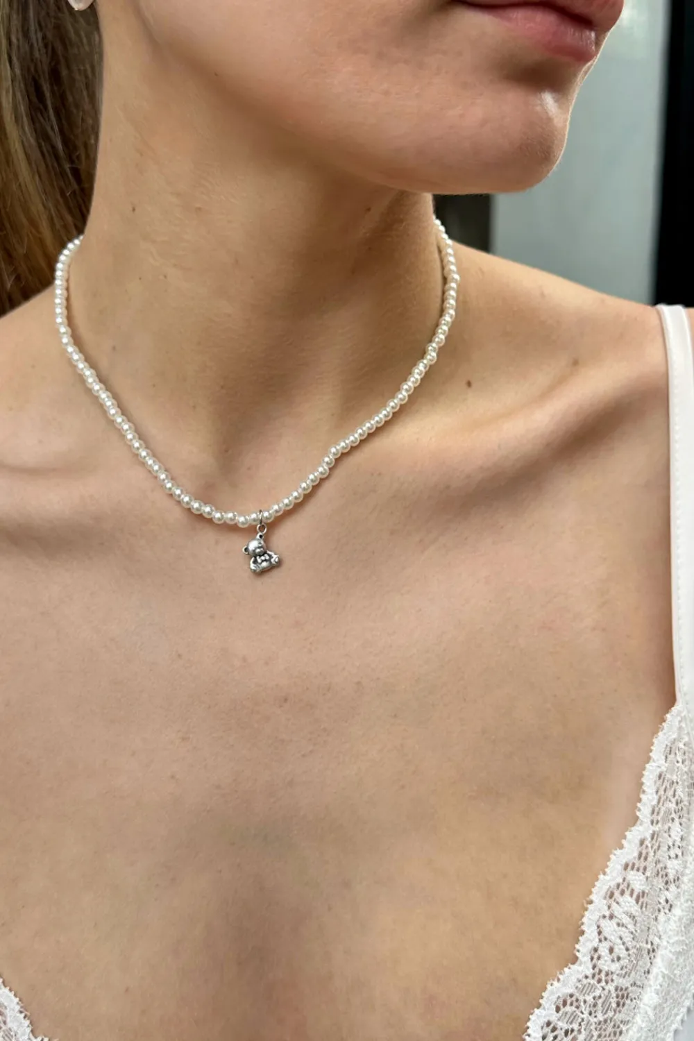 Outlet Teddy Bear Pearl Necklace Jewelry